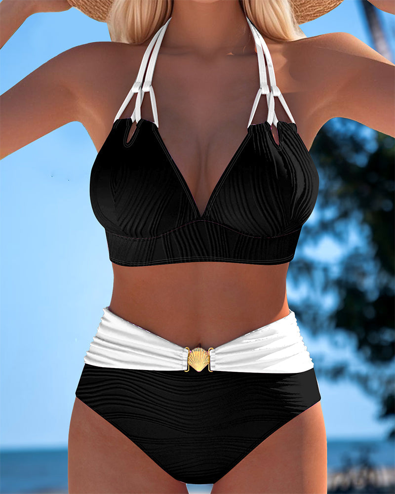 Lily™ | High Waisted Double Strap Swimsuit with Contrast Color Local Neighbours Sedona