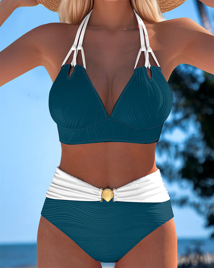 Lily™ | High Waisted Double Strap Swimsuit with Contrast Color Local Neighbours Sedona