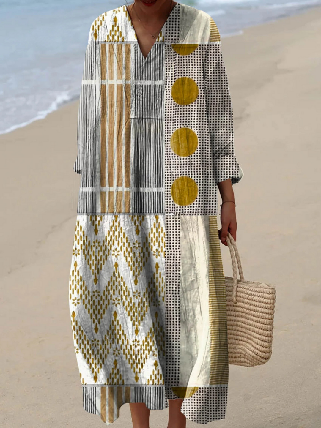 Women's Abstract Geometric Pattern Art Print  Dress