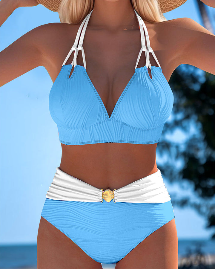 Lily™ | High Waisted Double Strap Swimsuit with Contrast Color Local Neighbours Sedona