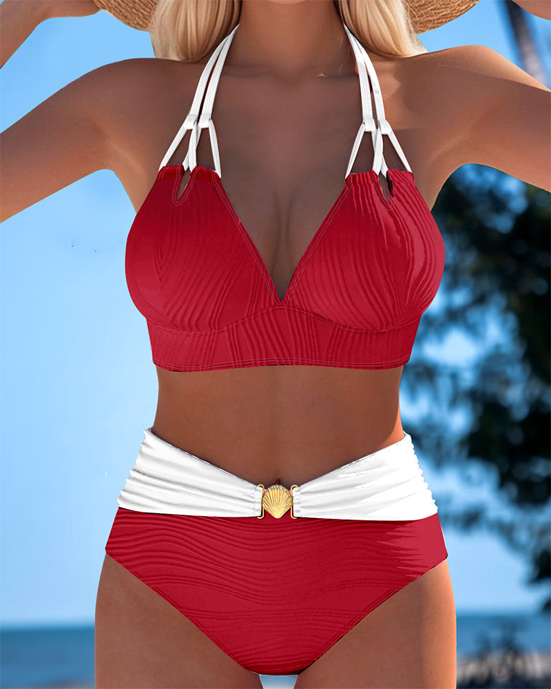 Lily™ | High Waisted Double Strap Swimsuit with Contrast Color Local Neighbours Sedona