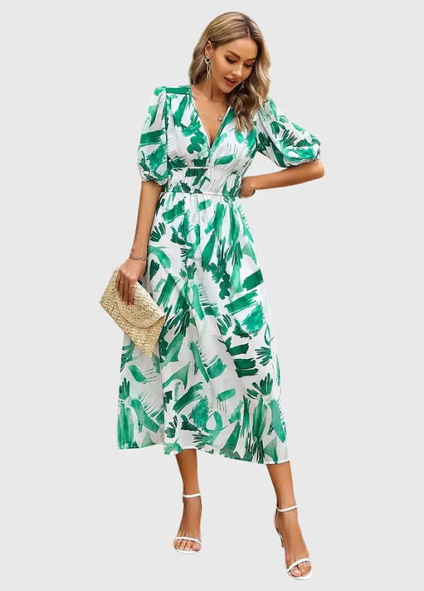 Merlin™ | Flattering Floral Midi Dress Clara Monroe