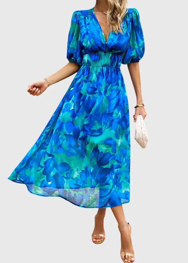 Merlin™ | Flattering Floral Midi Dress Clara Monroe