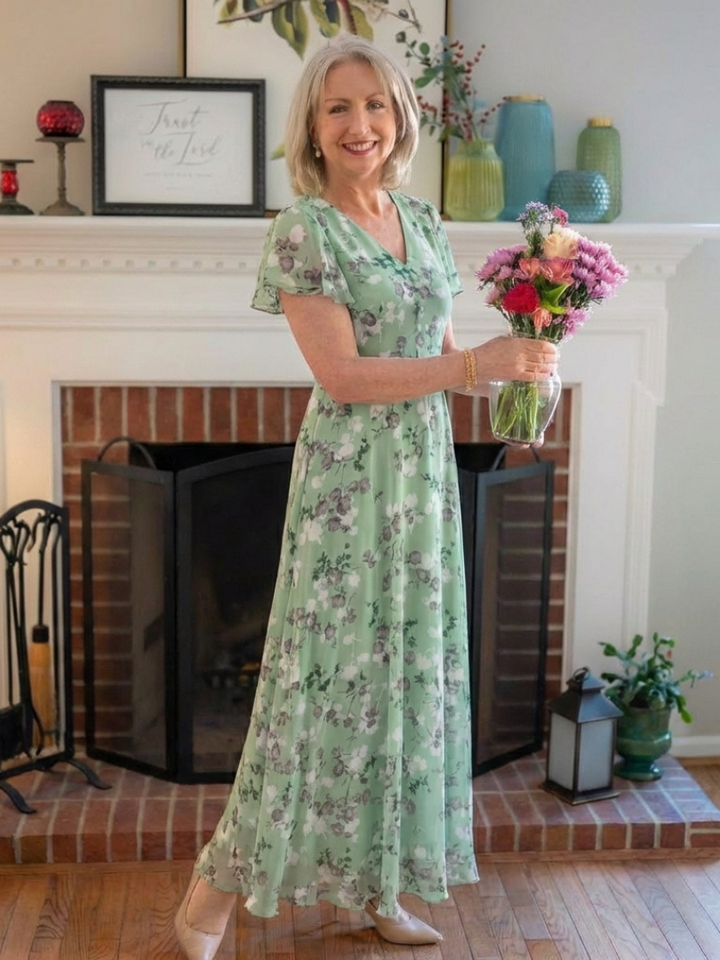 Ismeria | Floral Chiffon Maxi Dress Local Neighbours Sedona