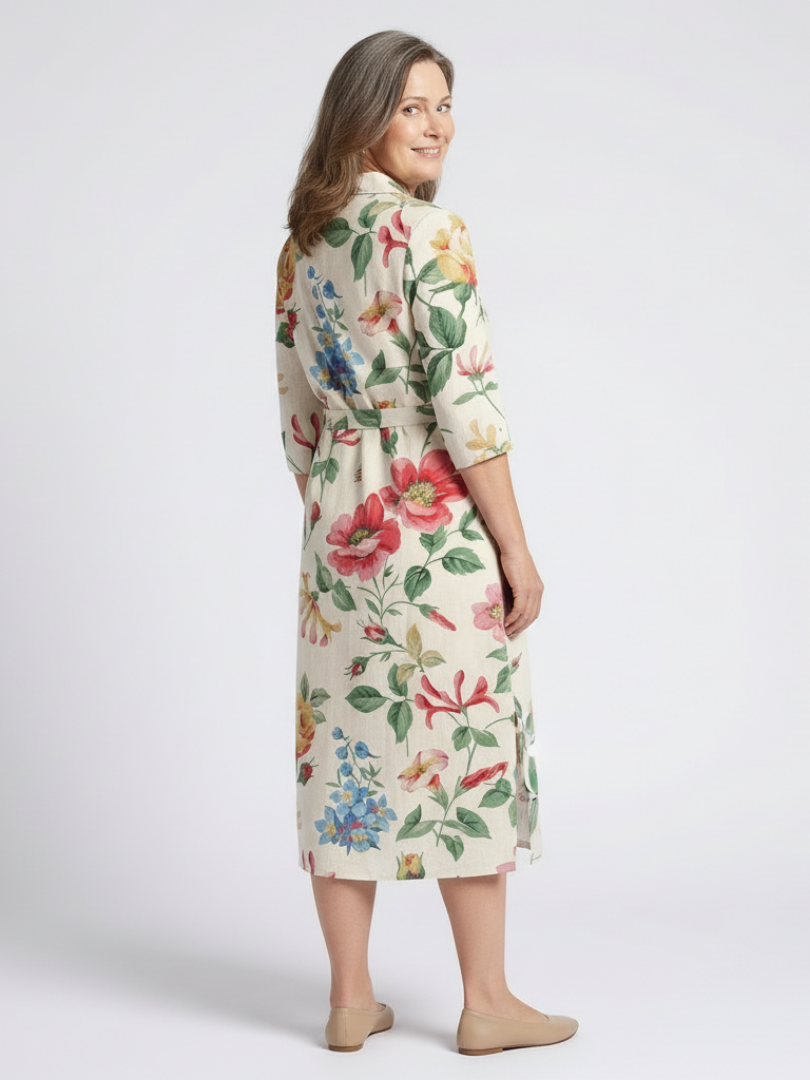 Maribel | Button Front Half Sleeve Floral Midi Dress Local Neighbours Sedona