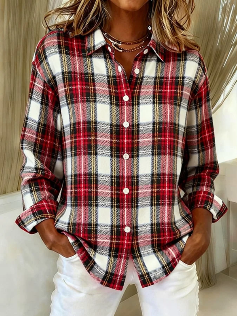 Mira™ – Classic Checked Hoodie Blouse