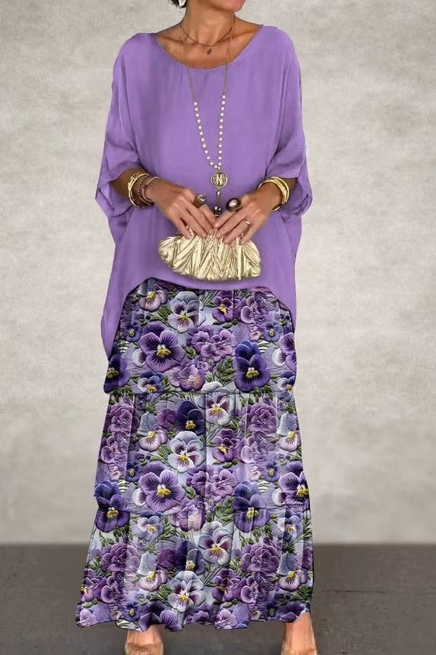Nora Layered Dress - Purple Flower Local Neighbours Sedona