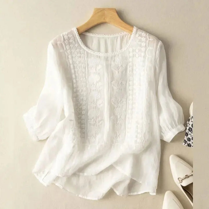Aurora – Embroidered Relaxed Blouse Claire's Coastal Boutique Seaside