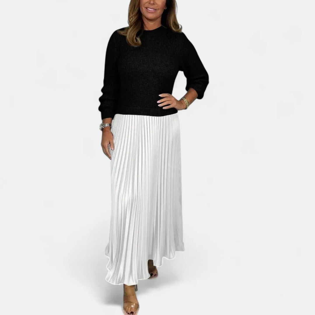 Claudia - Maxi dress with sweater and pleated skirt Clara Monroe