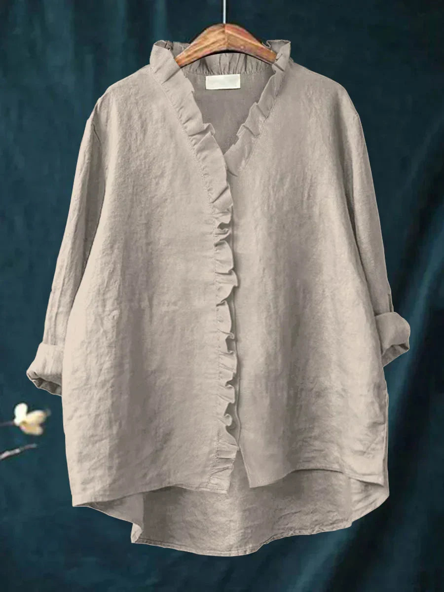 Marja | Cotton and Linen Blouse with Ruffles