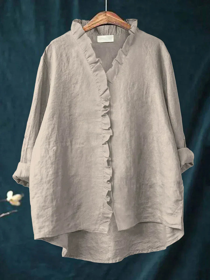 Marja | Cotton and Linen Blouse with Ruffles