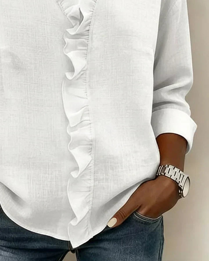 Indie | Blouse with Ruffles, V-Neck and Long Sleeves Local Neighbours Sedona