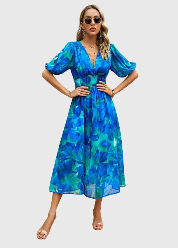 Merlin™ | Flattering Floral Midi Dress Clara Monroe