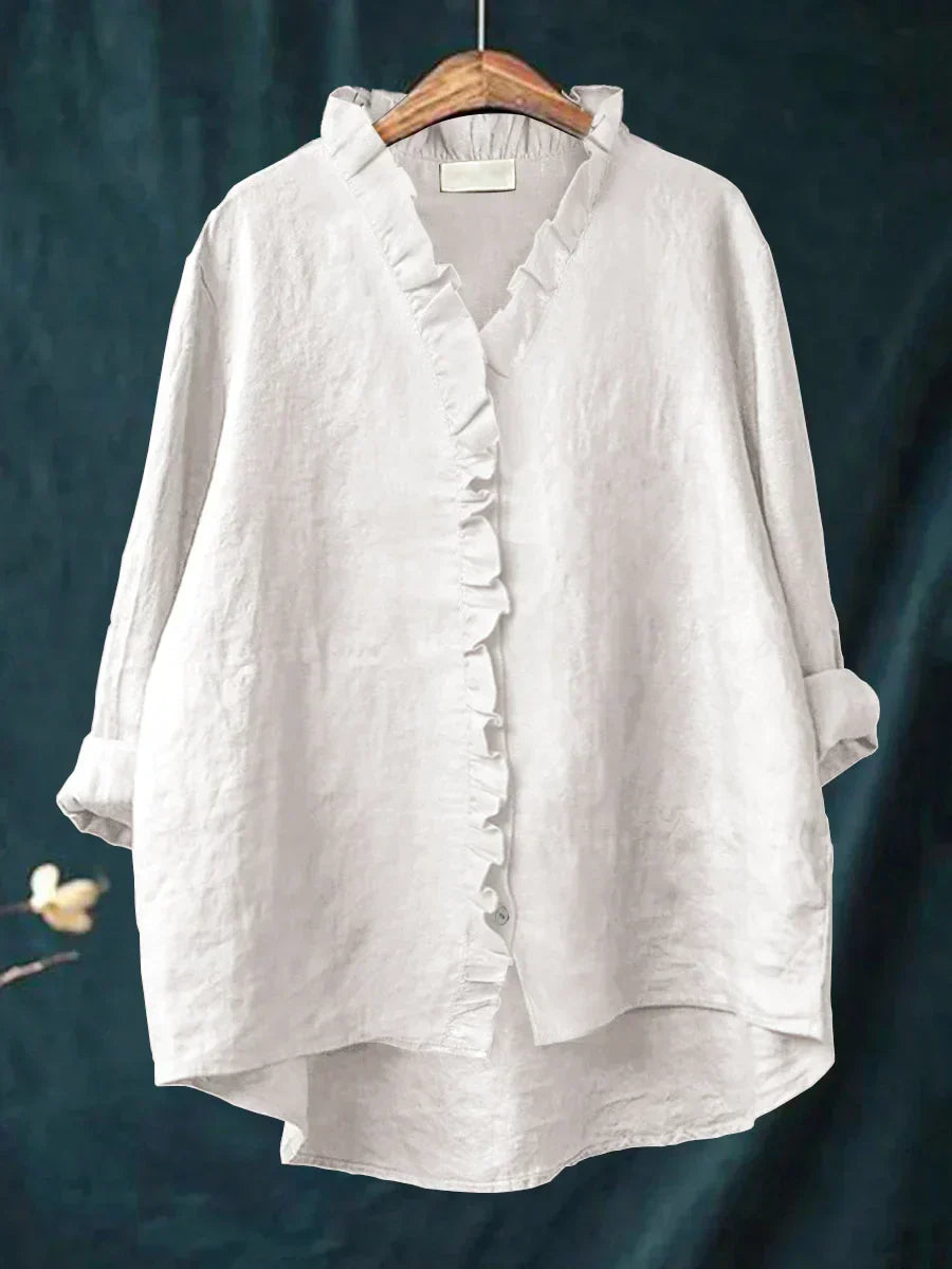 Marja | Cotton and Linen Blouse with Ruffles