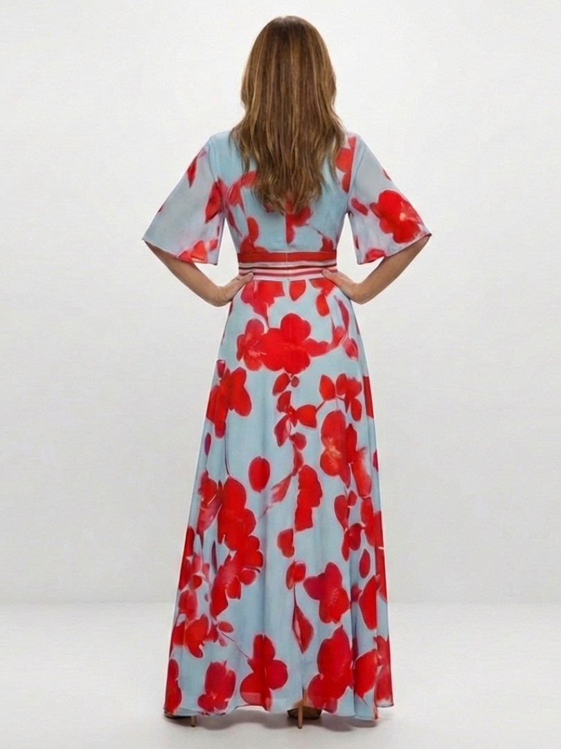 Corinne | V Neck Short Sleeve Floral Maxi Dress Local Neighbours Sedona