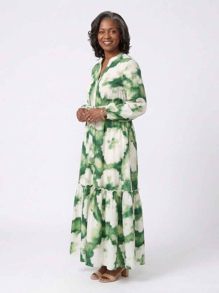 Sabine | Long Sleeve Tie Waist Tiered Maxi Dress Local Neighbours Sedona