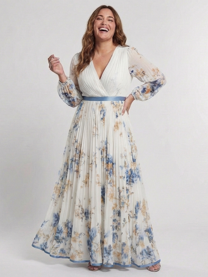 Lavinia | Long Sleeve V Neck Floral Maxi Dress Local Neighbours Sedona