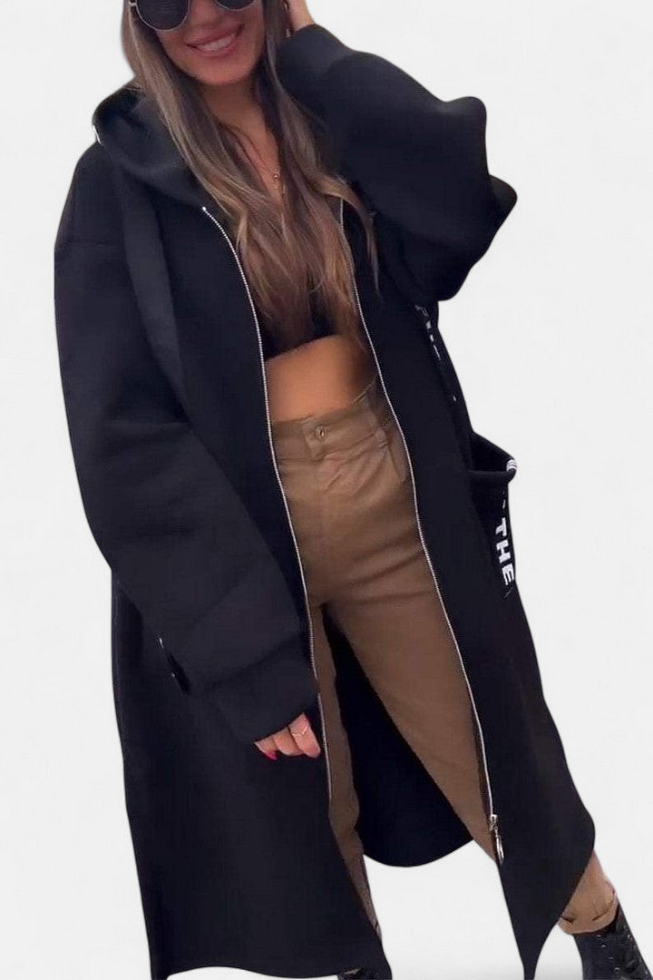 Elegant Long Coat with Hood