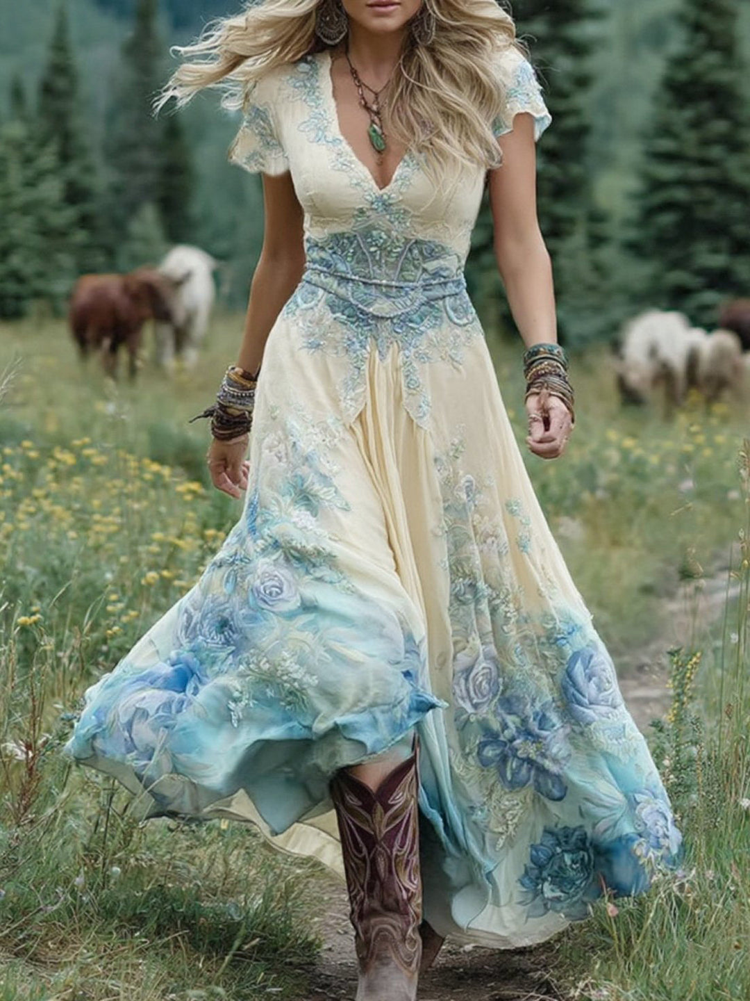 Ava™ | Gradient Floral Maxi Dress