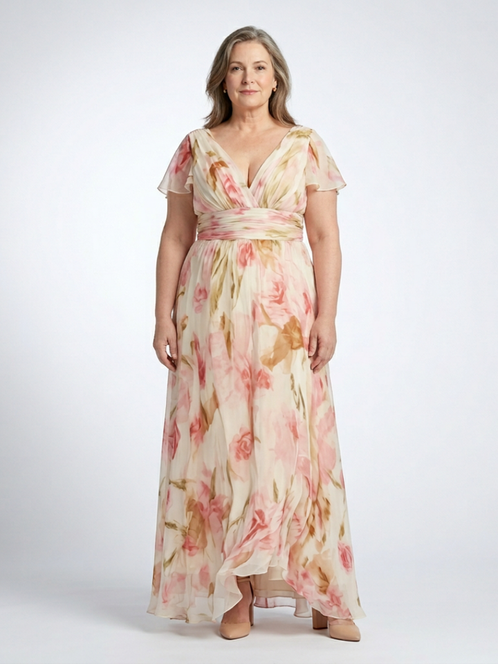Elara | V Neck Short Sleeve Floral Maxi Dress Local Neighbours Sedona