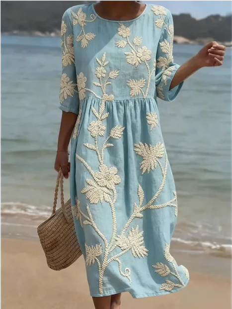Kimberly | Plant & Flower Print Midi Dress Avery & Maren