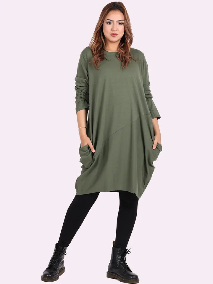 Plain Side Pockets Ladies Cotton Dress Clara Monroe