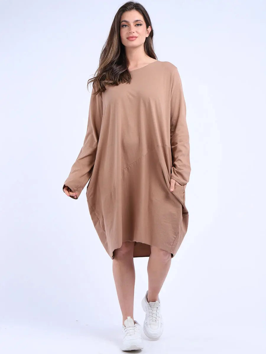 Plain Side Pockets Ladies Cotton Dress Clara Monroe