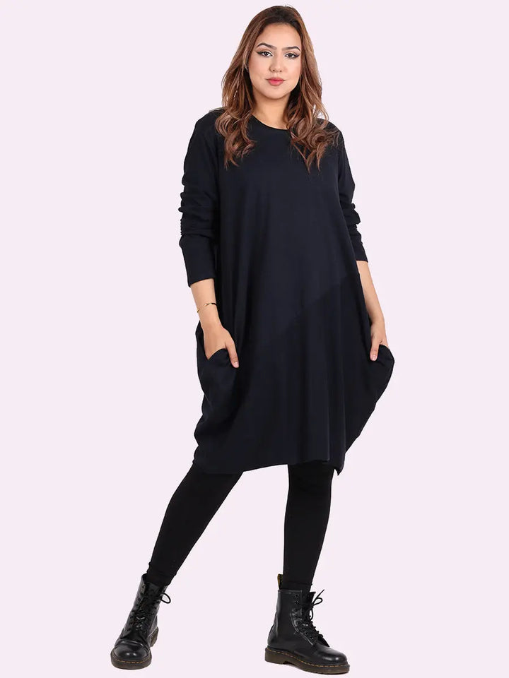 Plain Side Pockets Ladies Cotton Dress Clara Monroe