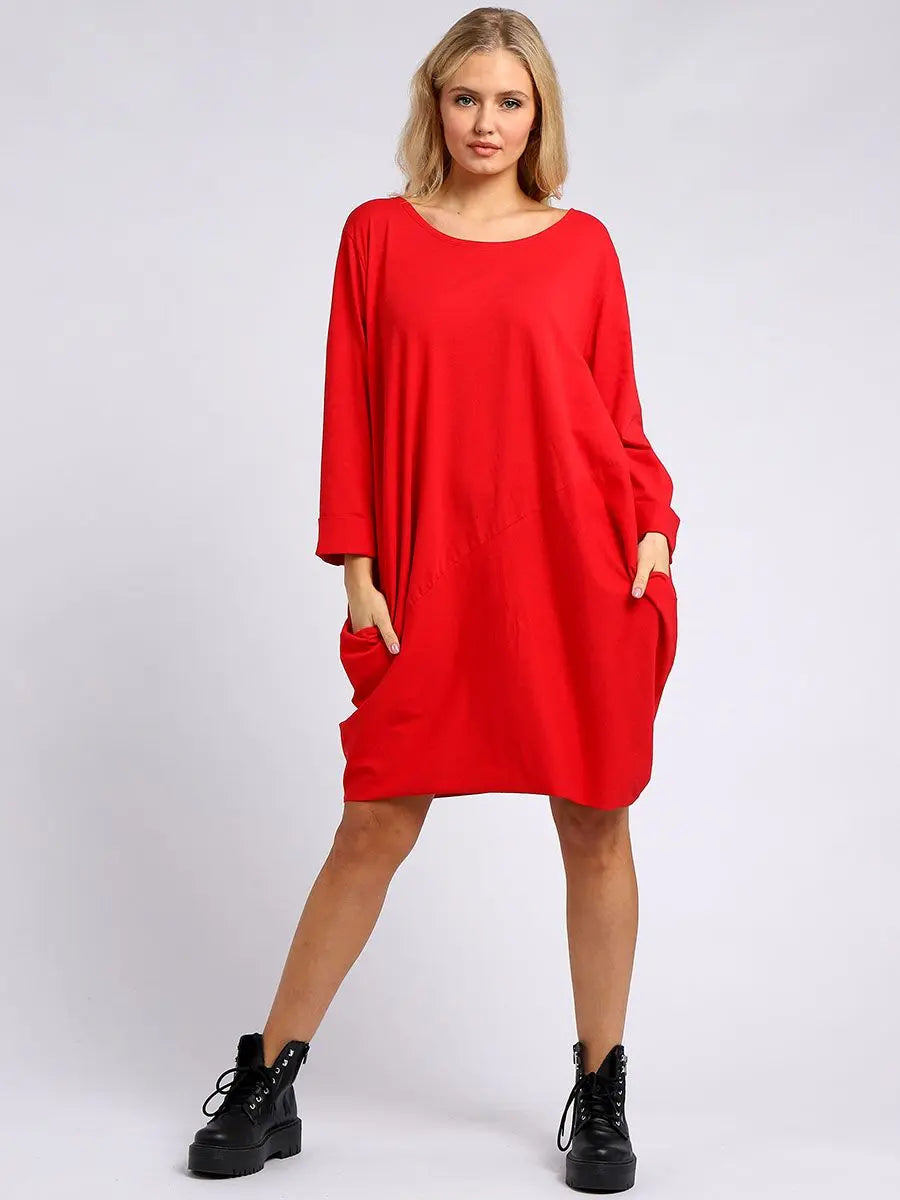 Plain Side Pockets Ladies Cotton Dress Clara Monroe