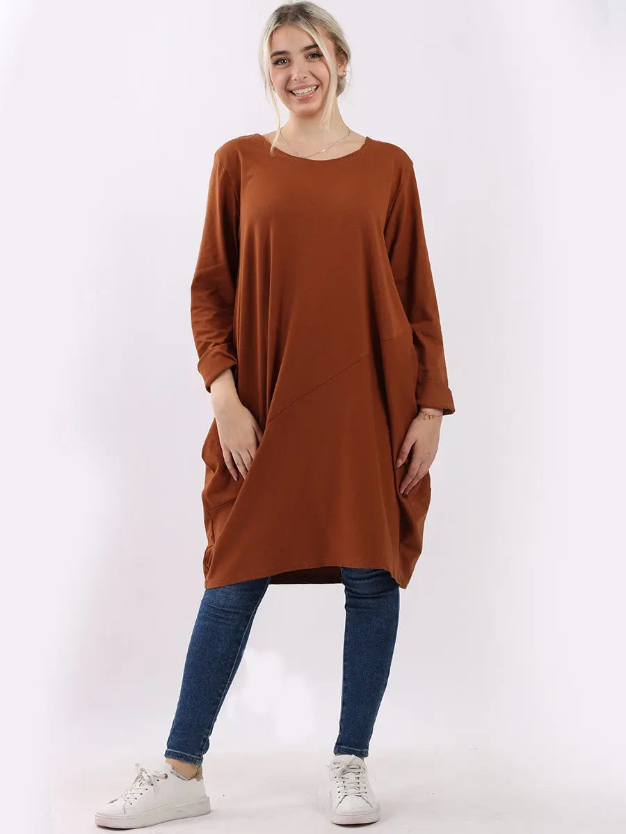 Plain Side Pockets Ladies Cotton Dress Clara Monroe