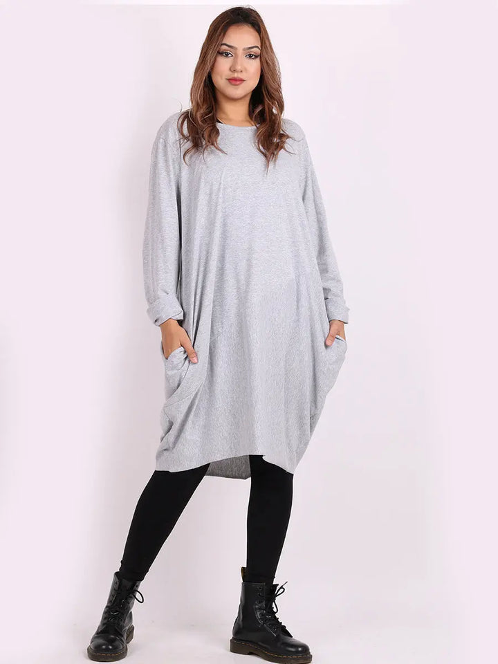 Plain Side Pockets Ladies Cotton Dress Clara Monroe