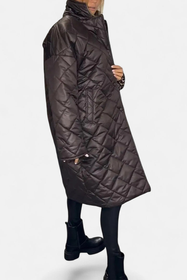 Ofira – Quilted Coat with Leopard Lining