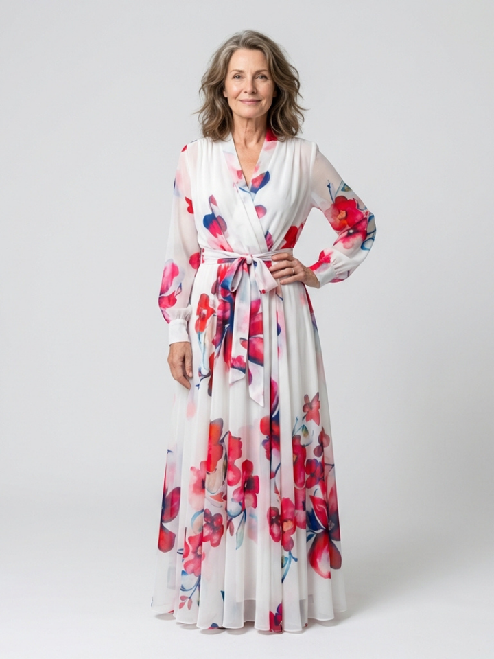 Lillian | Floral Long Sleeve Wrap Maxi Dress Local Neighbours Sedona