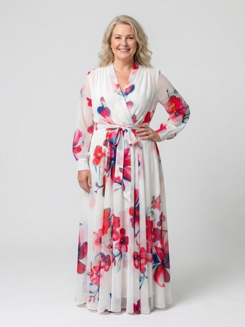 Lillian | Floral Long Sleeve Wrap Maxi Dress Local Neighbours Sedona