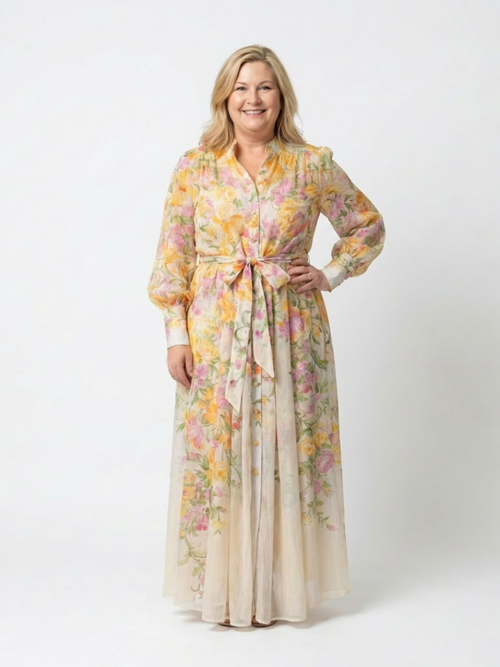 Cressida | Floral Sheer Long Sleeve Maxi Dress Local Neighbours Sedona