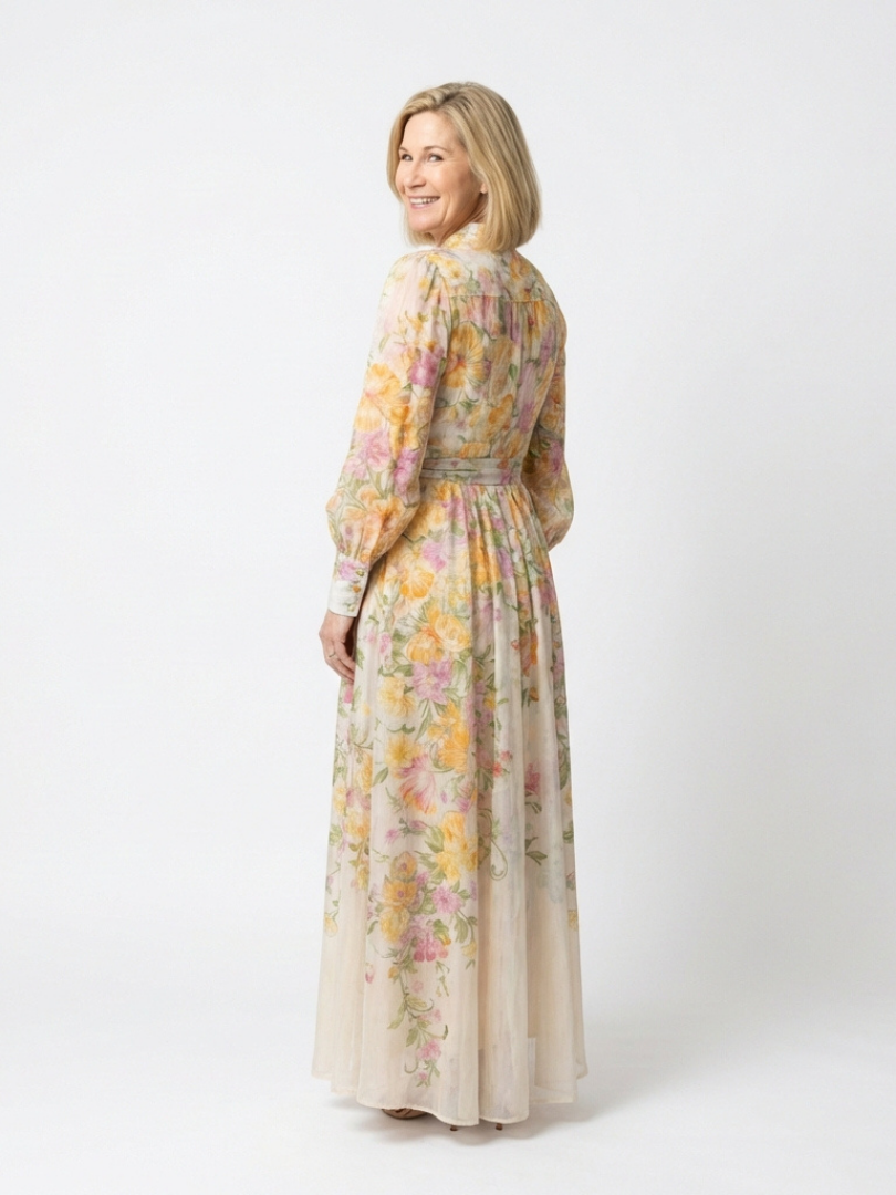 Cressida | Floral Sheer Long Sleeve Maxi Dress Local Neighbours Sedona