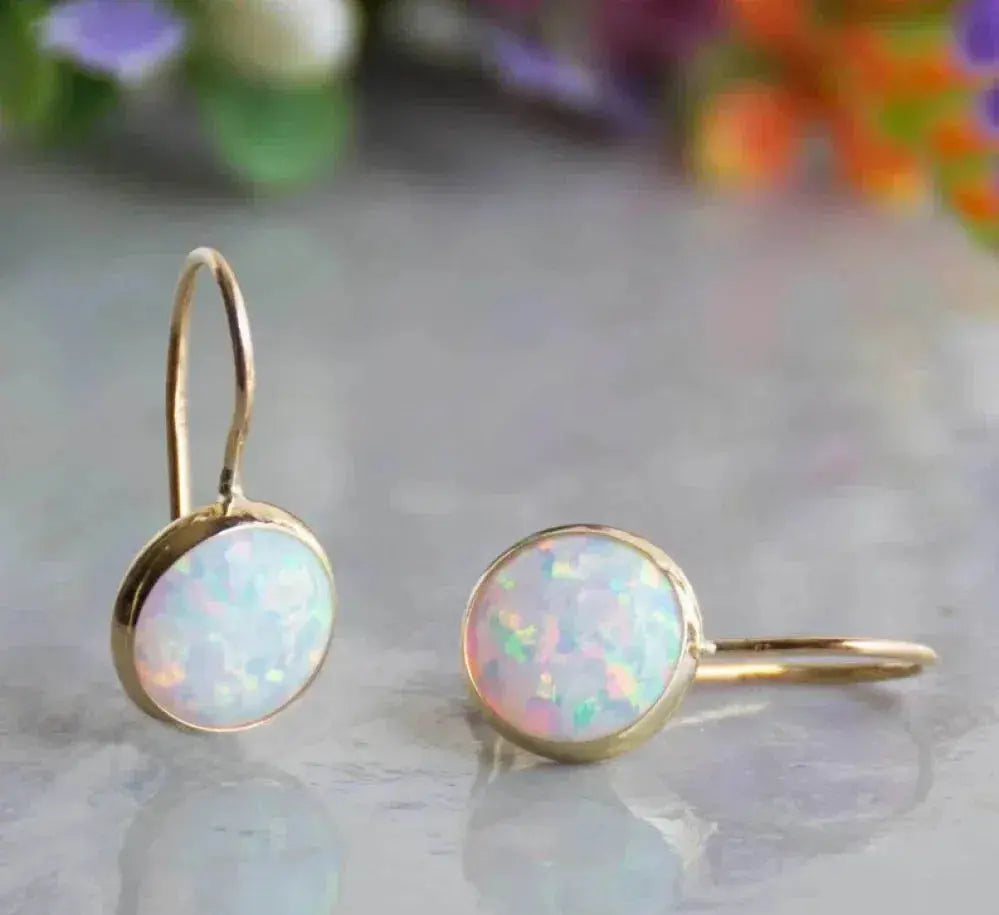Vintage opal stone gold earrings