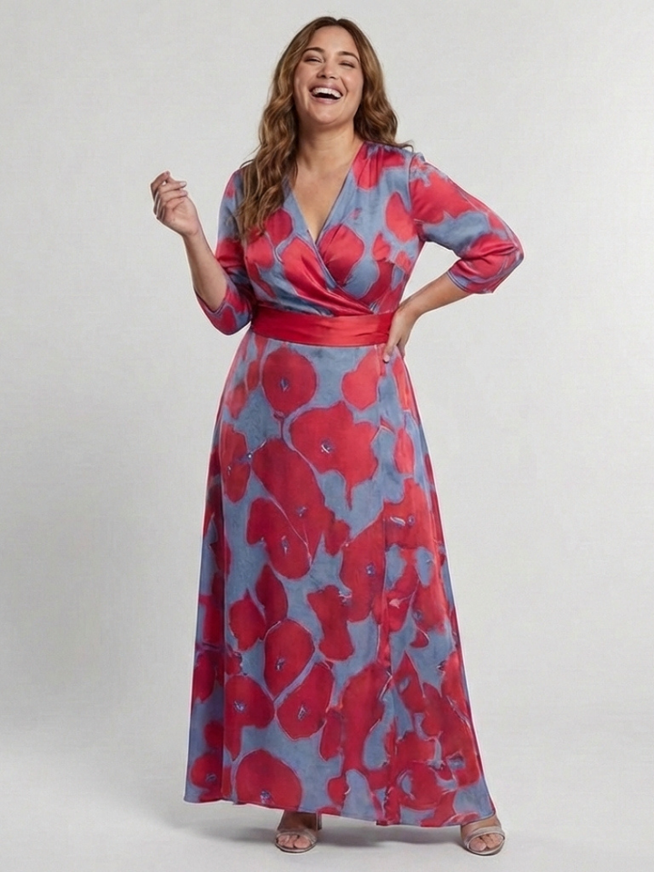 Danielle | Three Quarter Sleeve V Neck Floral Maxi Dress Local Neighbours Sedona