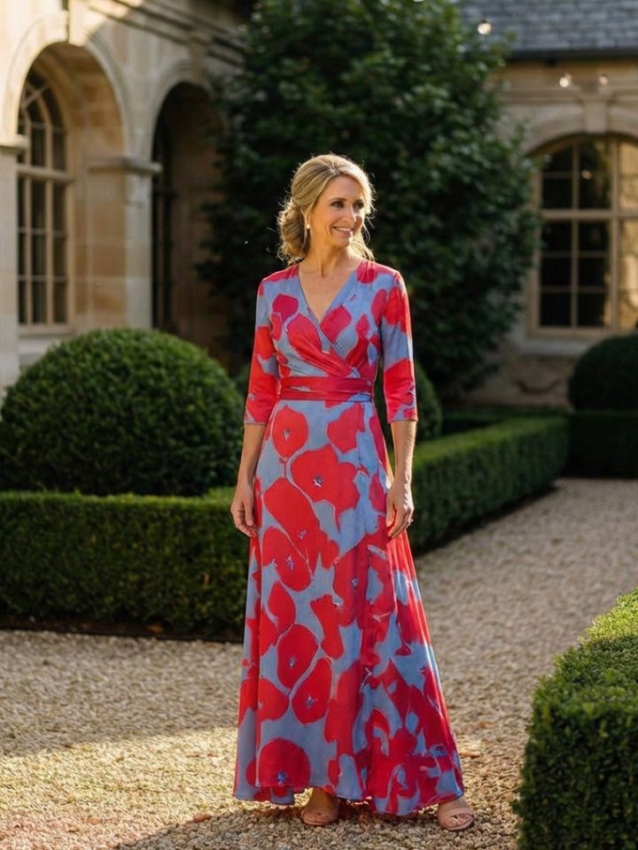 Danielle | Three Quarter Sleeve V Neck Floral Maxi Dress Local Neighbours Sedona