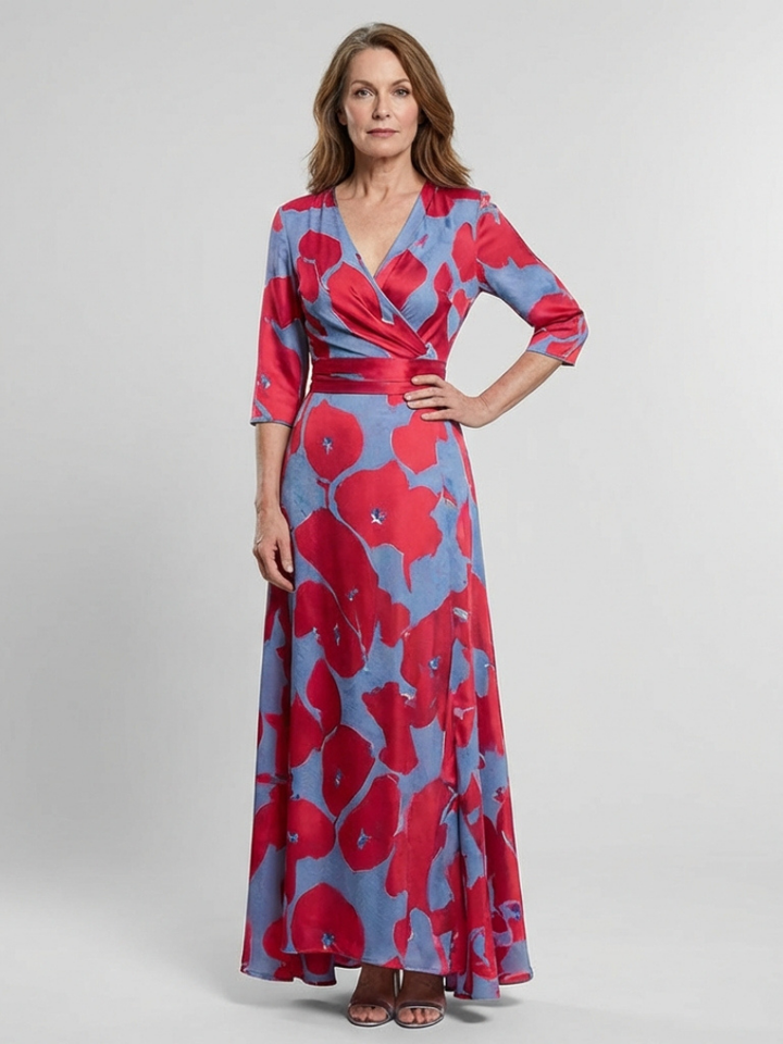Danielle | Three Quarter Sleeve V Neck Floral Maxi Dress Local Neighbours Sedona
